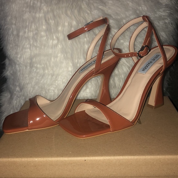 Cognac/Brown Steve Madden Heeled Sandals - Picture 4 of 5
